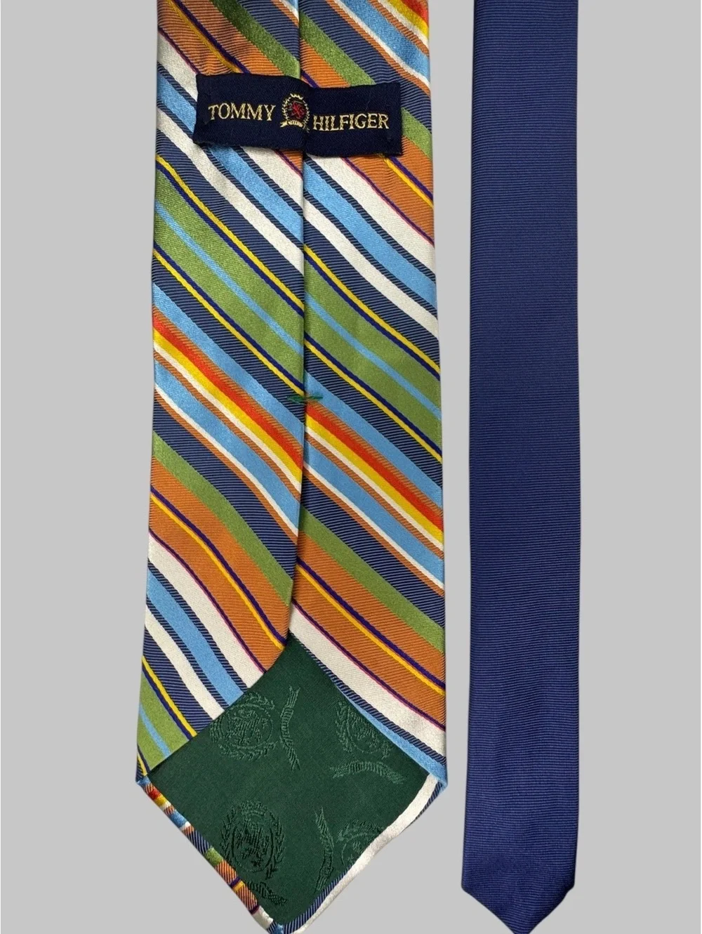 Tommy Hilfiger Men’s Tie 100% Silk Multicolor Striped 3.5” Made USA Necktie